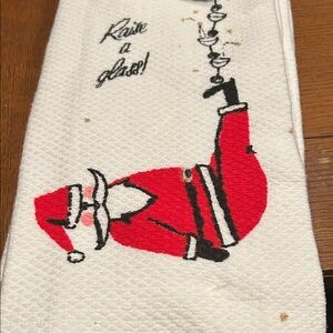 Holiday Santa Kitchen Towel - Red and White